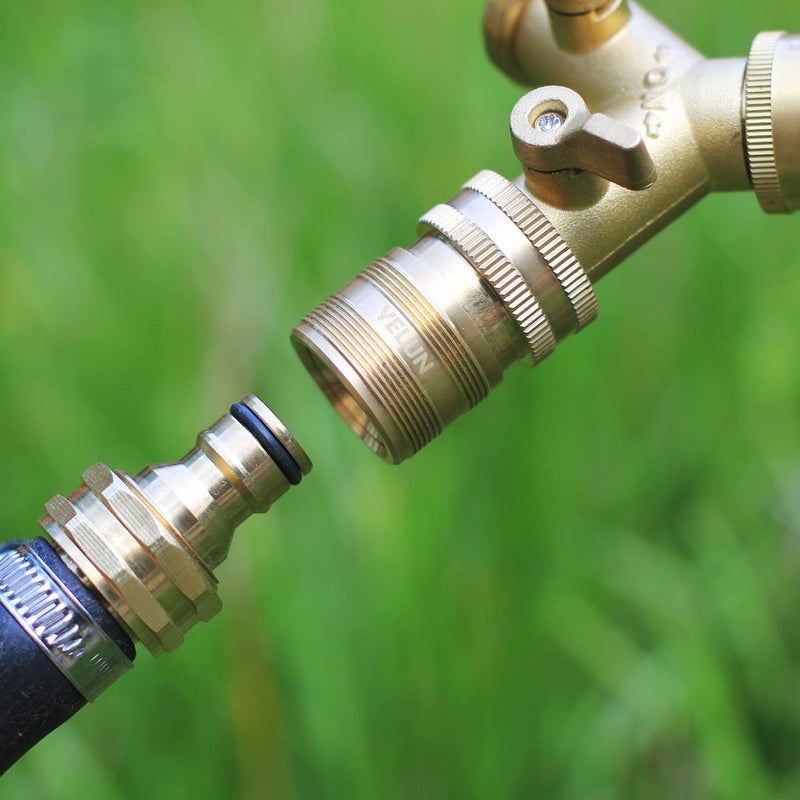 YELUN Garden Hose Quick Connect Solid Brass 3/4 inch GHT Internal Thread Quick Connector Fittings No-Leak Water Hose Female and Male product adapters (4 SETS) - Image 3